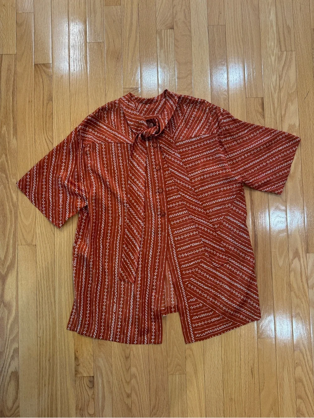 Chloe Umber Patterned Silk Blouse